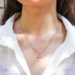 Female 316L stainless steel zircon cross necklace manufacturing for brands