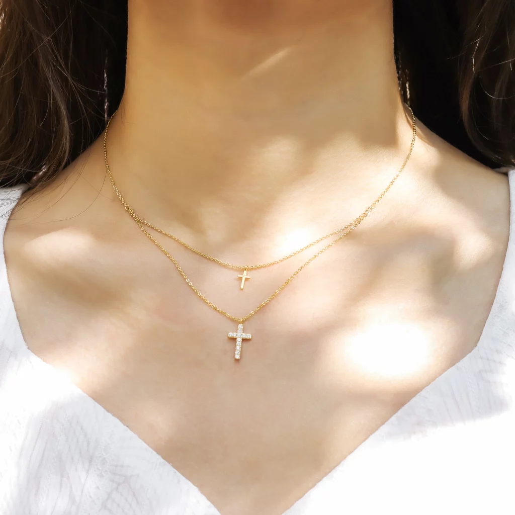 Female gold-plated double-layered cross necklace direct supplier for brands