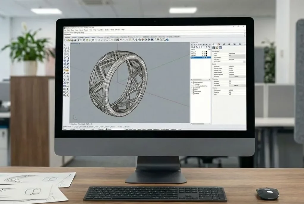 3D CAD engineering design for custom stainless steel jewelry before mass production at Haosen