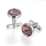 Customized natural stone inlaid copper cufflinks for Jewelry Export Factory