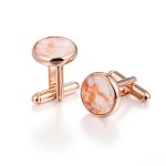 Customized natural stone inlaid copper cufflinks for Jewelry Export Factory