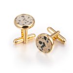 Customized natural stone inlaid copper cufflinks for Jewelry Export Factory