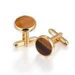 Customized natural stone inlaid copper cufflinks for Jewelry Export Factory