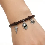 Male Model Wearing Braided Leather Bracelet with Stainless Steel Accessories for Wholesale Buyers