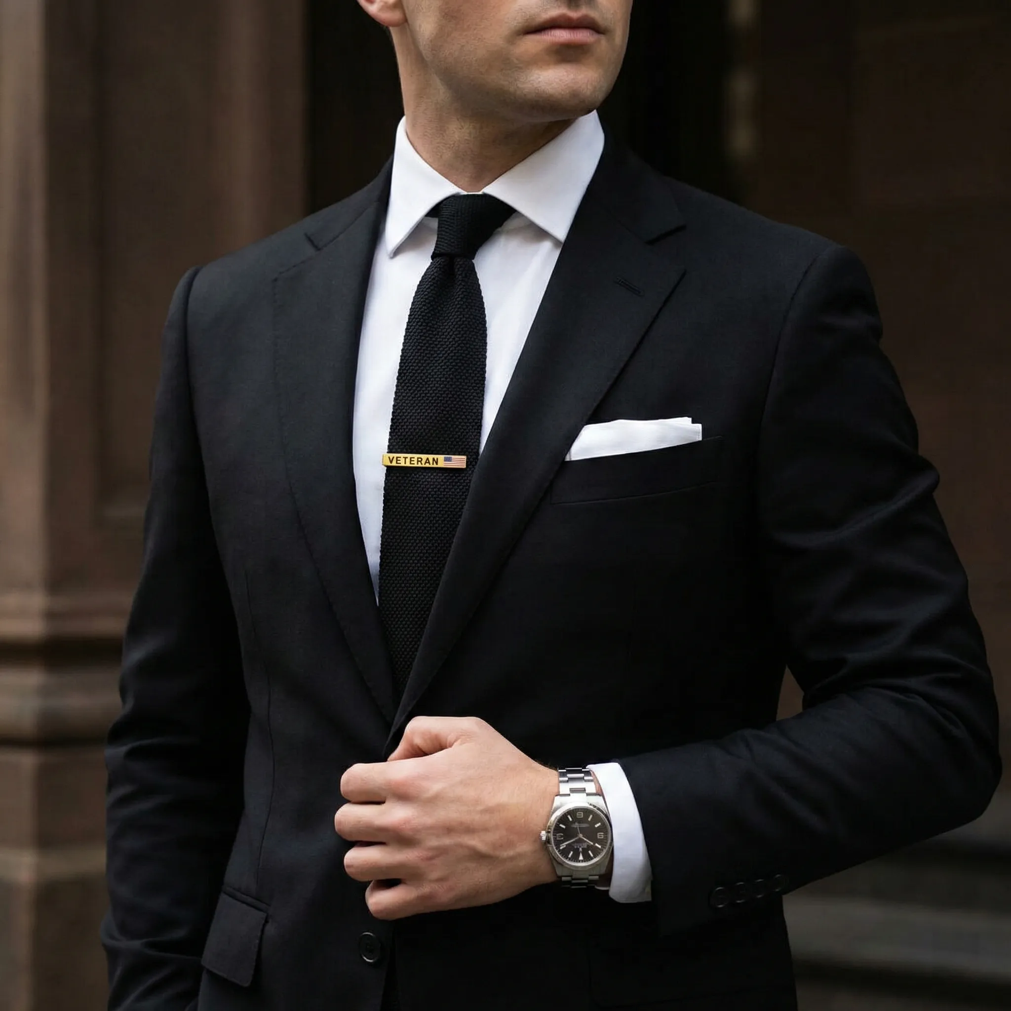 Brass Veteran Military American Flag Tie Clip Fashion Jewelry Manufacturer for Brands