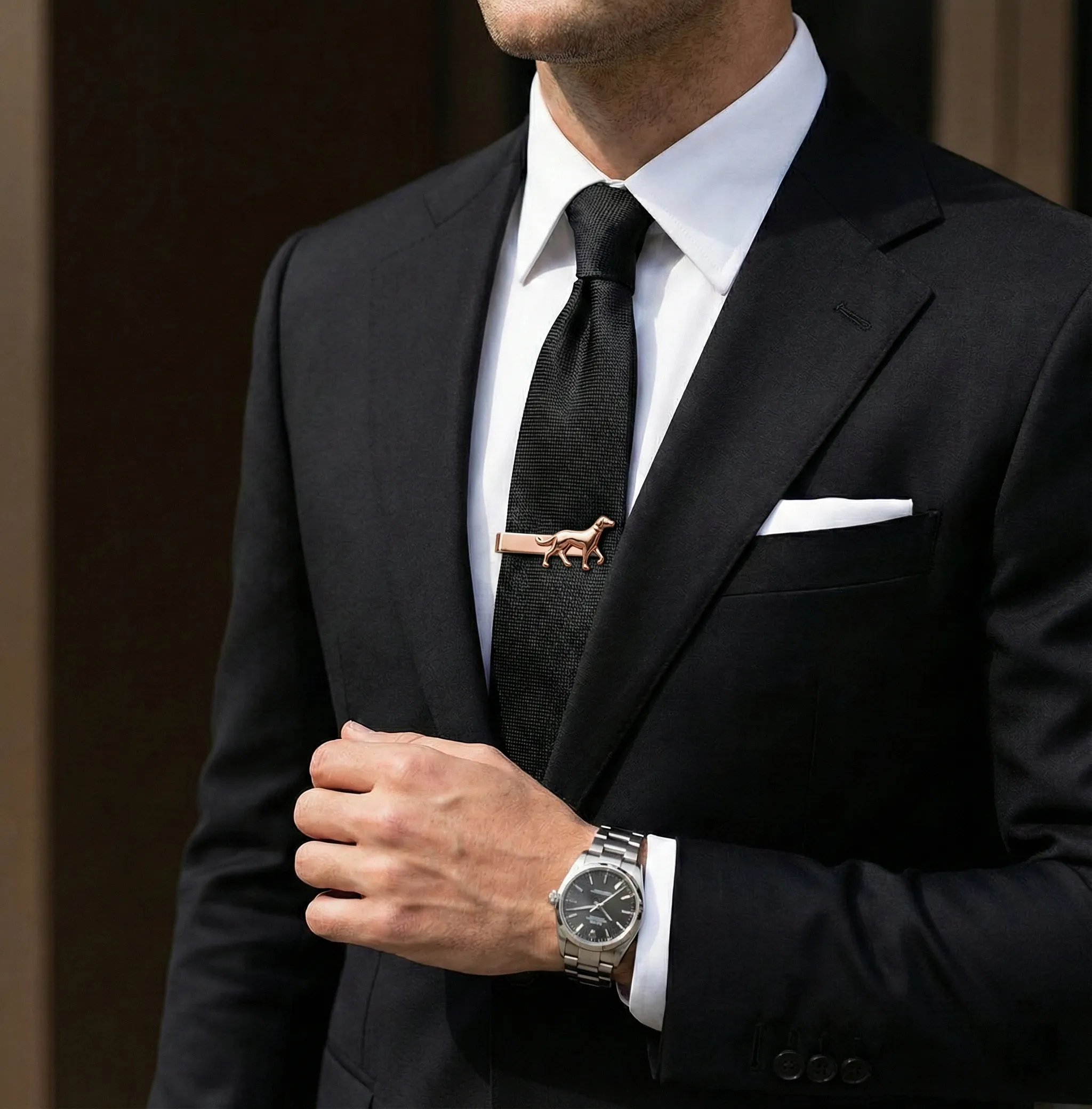 Rose Gold Animal Hunting Dog Tie Clip-Bulk Jewelry Manufacturer for small Brand