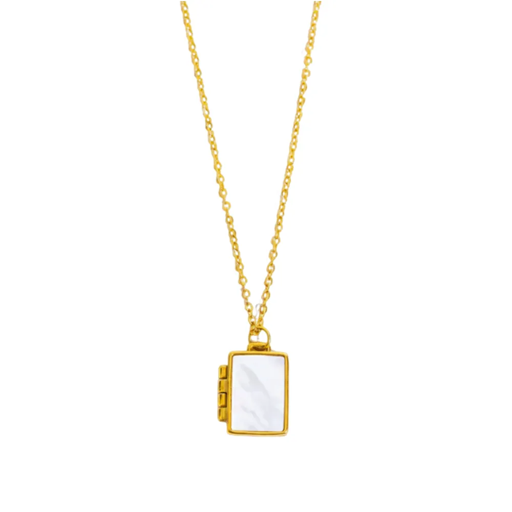 ODM 316L stianless steel square shell locket necklace for fashion brands