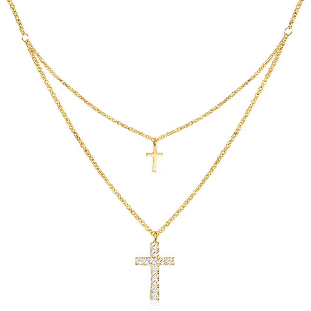 OEM stainless steel double-layered cross necklace for businesses