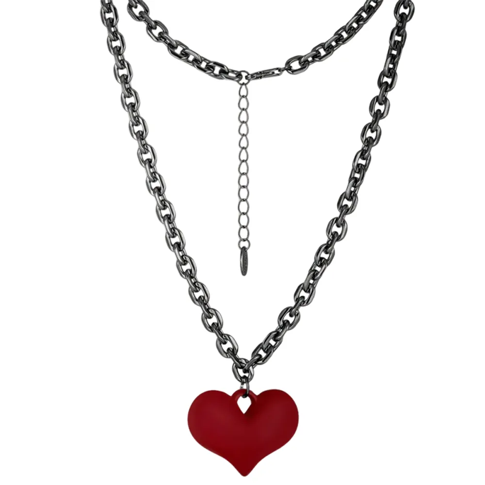 Private Label Stainless Steel Large Red Heart Charm Necklace Source Factory