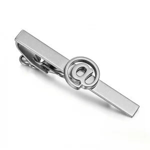 Silver Hollow Letter Logo Tie Clip-Bulk Jewelry Manufacturer small businesses