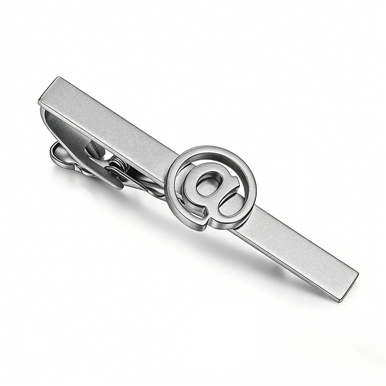 Silver Hollow Letter Logo Tie Clip-Bulk Jewelry Manufacturer small businesses