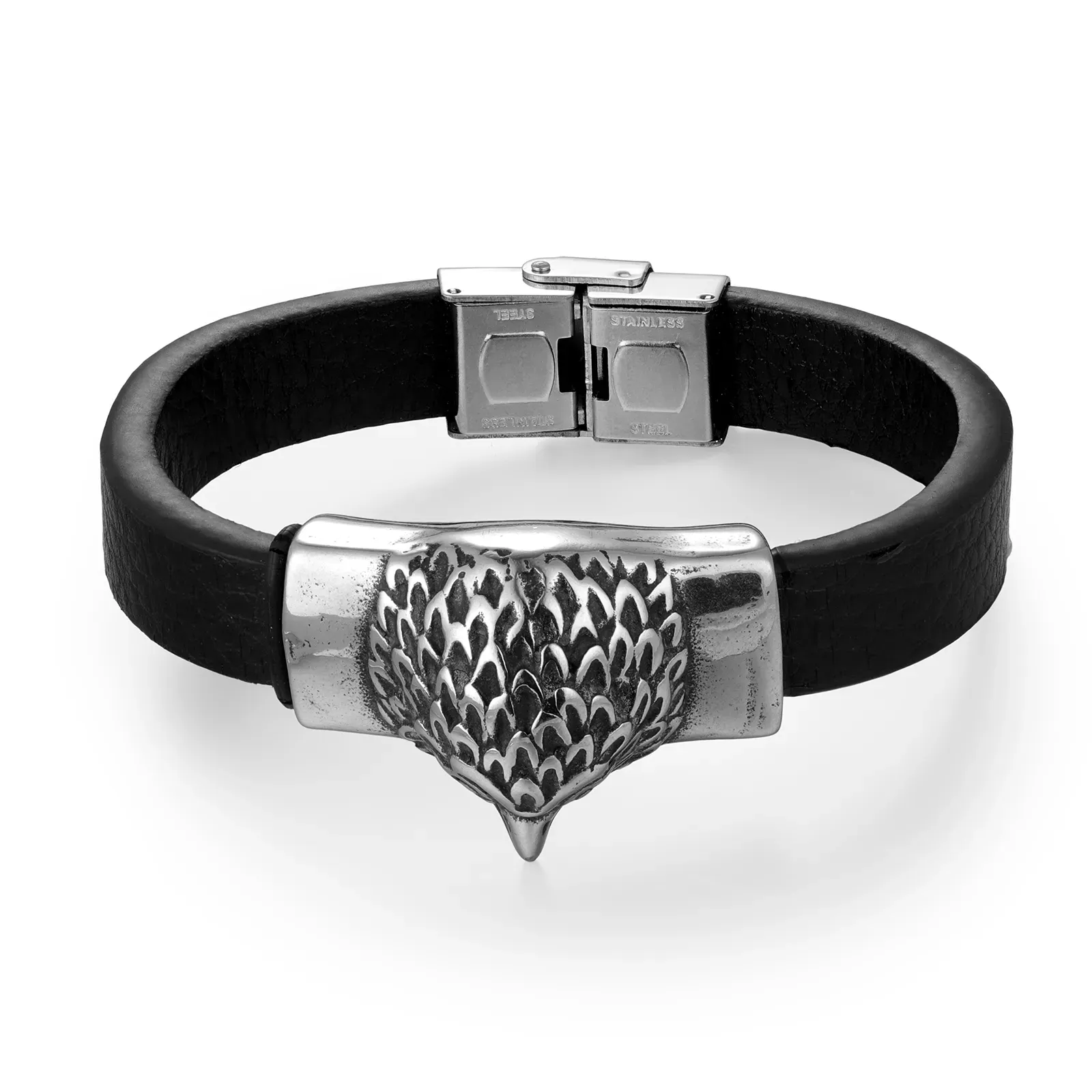 Stainless Steel Eagle Head Leather Bracelet Jewelry Source Factory
