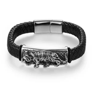 Stainless Steel Punk Street Style Friendship Leather Bracelet Jewelry Source Factory