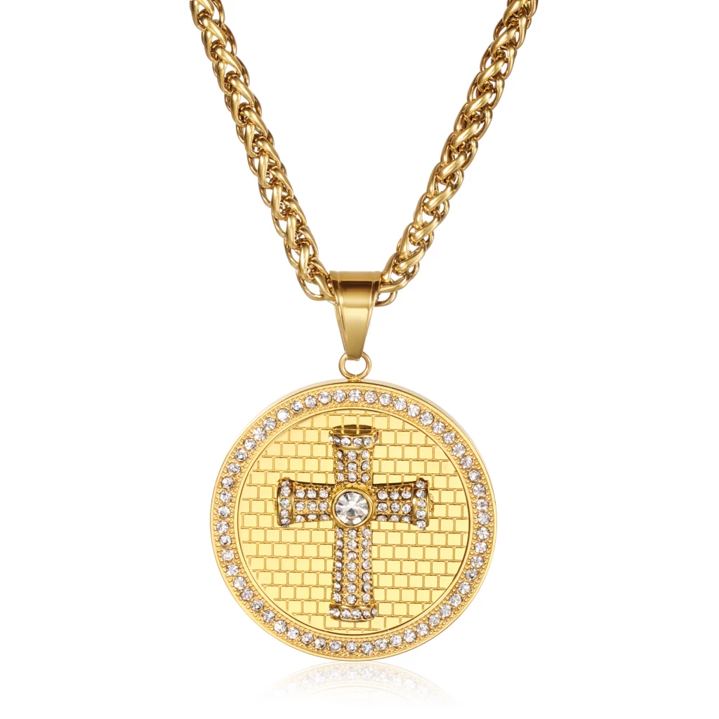 Stainless steel gold-plated cross necklace manufacturing for brands