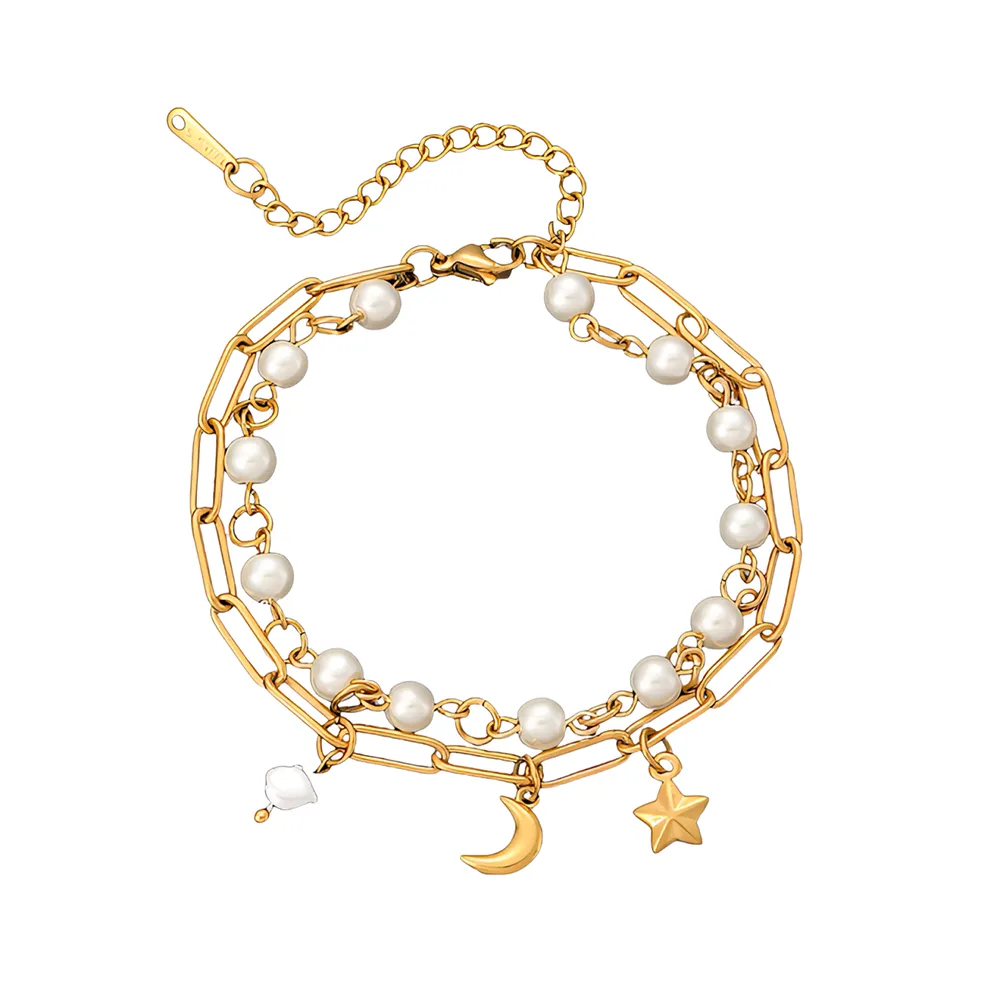 Stainless steel multi layer imitation pearl bracelet Custom Design Jewelry Manufacturers for brands