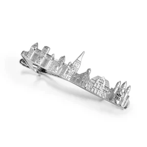 White Steel Tone Hildesheim Skyline Tie Clip-Jewelry Factory Direct for brands