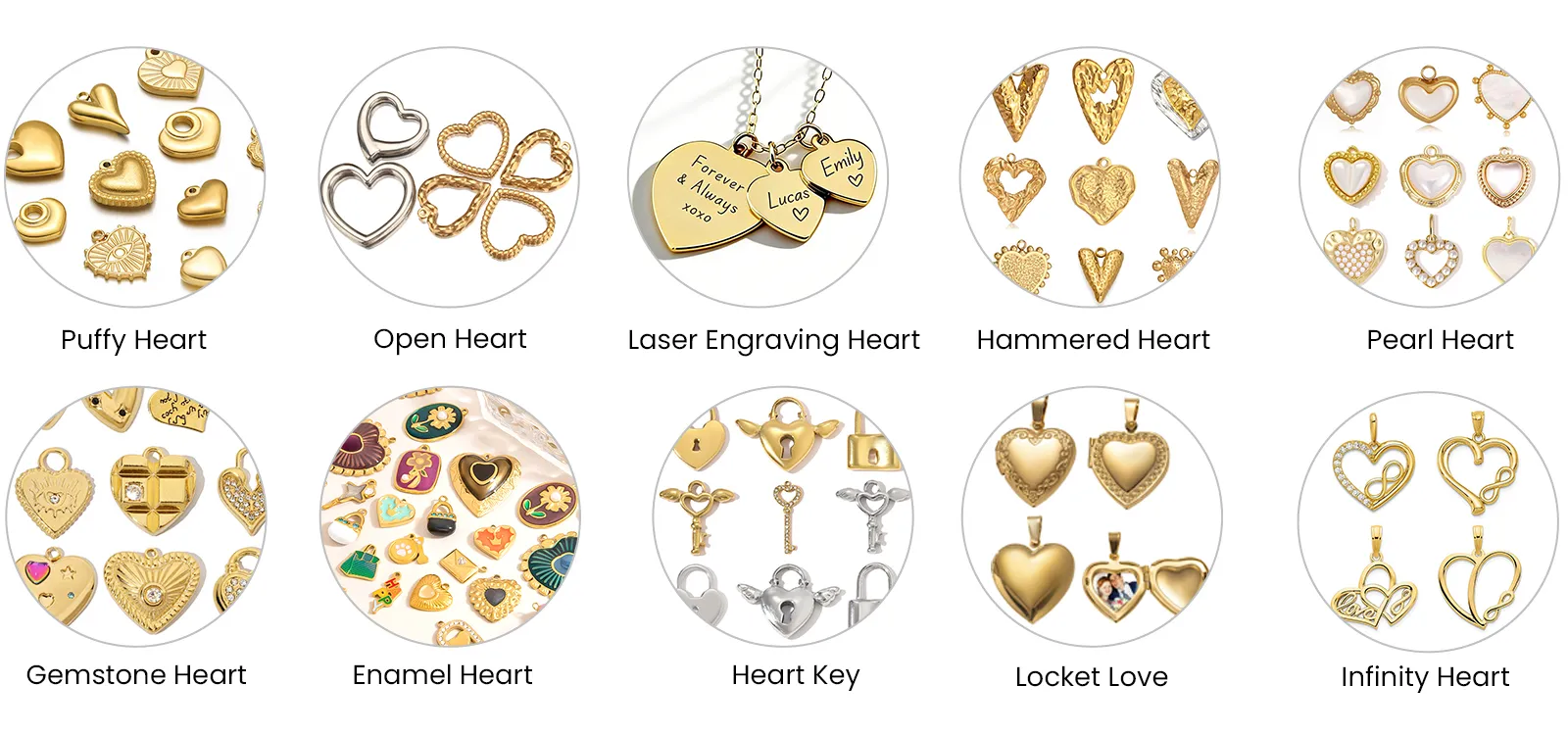 316L Stainless Steel Heart Pendants for Necklace Manufacturer
