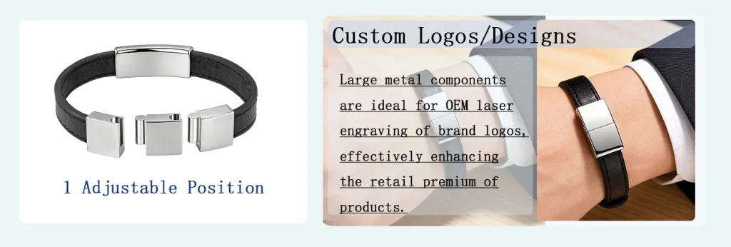 Magnetic clasp adjustable leather bracelet
