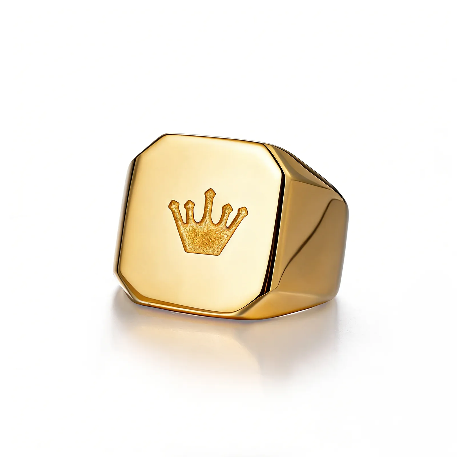 Regal Crown 316 Stainless Steel Signet Ring OEM ODM Ready Jewelry Manufacturer for Fashion Labels