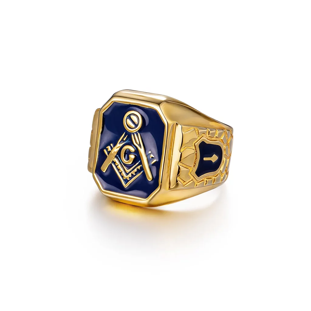 316 Stainless Steel Gold Plating Masonic Signet Ring Custom Design Jewelry Factory for Boutiques