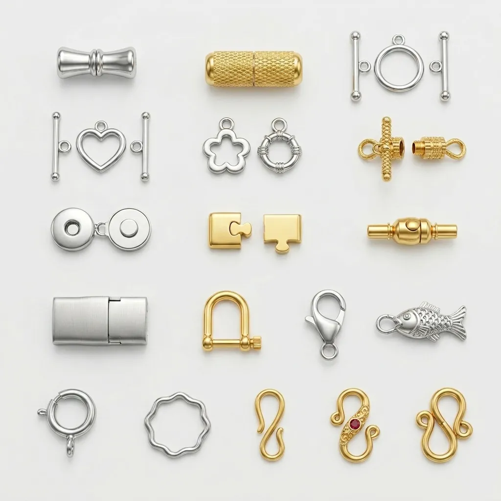 Clasp style guide wholesale – stainless steel or brass bracelet fasteners reference, factory direct, suitable for brand selection and custom clasp development
