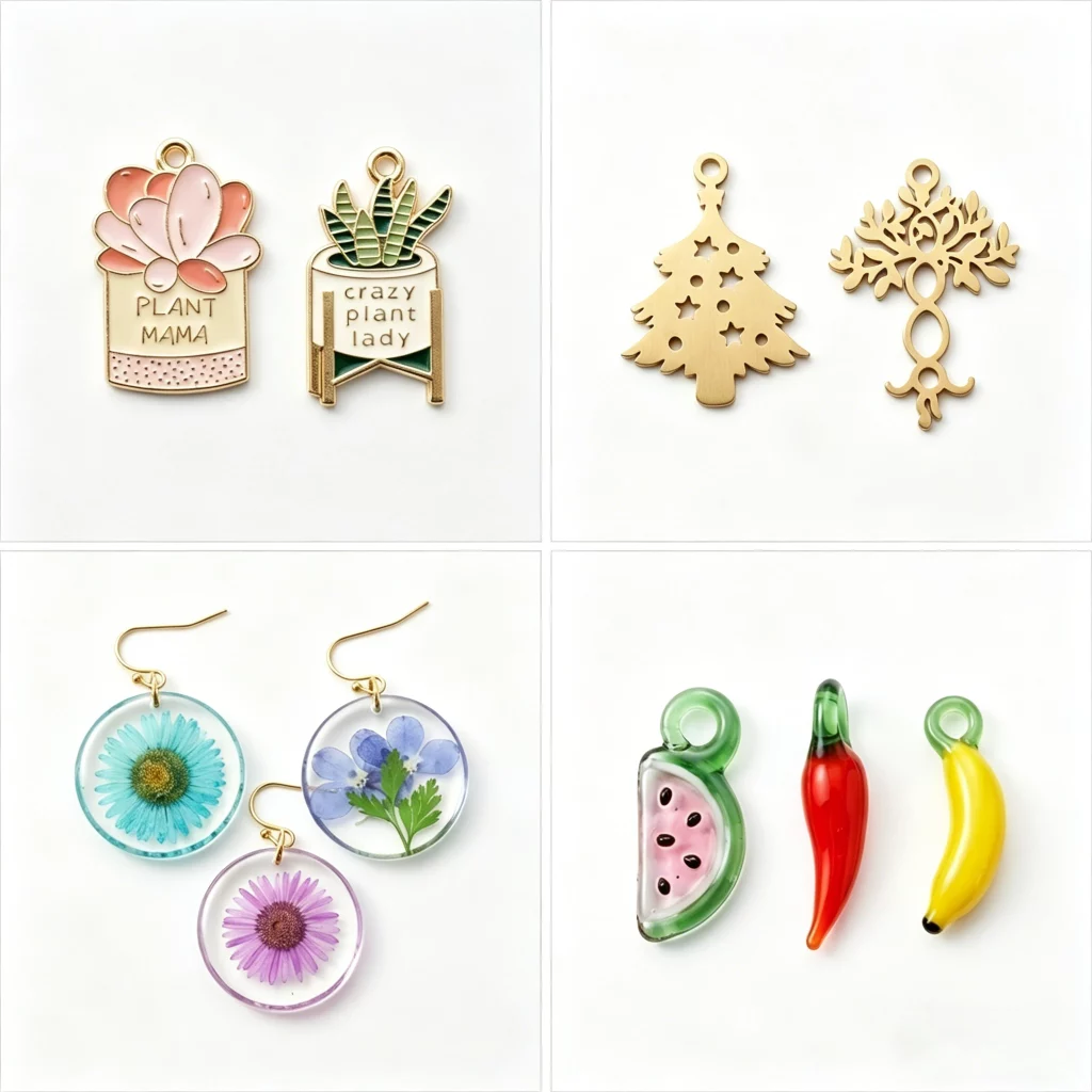 Plants type charm for bracelet manufacturing –B2B wholesale custom charm supplier，OEM/ODM, detailed leaf, flower, and botanical motifs for nature-inspired charm bracelet collections