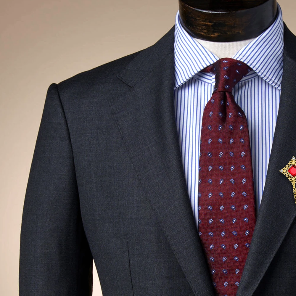 Vintage Zircon Double Chain Suit Brooch | French Luxury Lapel Pin for Men's Formal Wear - Image 4