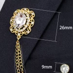 Vintage Zircon Double Chain Suit Brooch | French Luxury Lapel Pin for Men’s Formal Wear