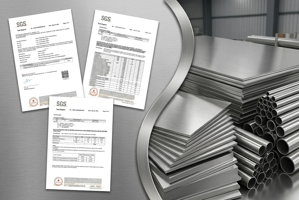 316L Stainless Steel and SGS Certification. This demonstrates that Haosen Jewelry Manufacturer utilizes high-quality stainless steel sheets and tubing, ensuring both compliance and quality.
