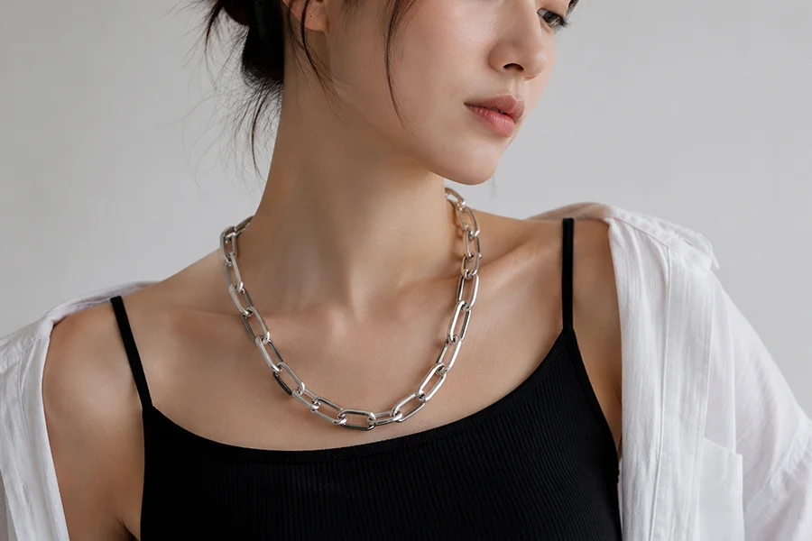 Custom aluminum large-size chain necklace manufacturing
