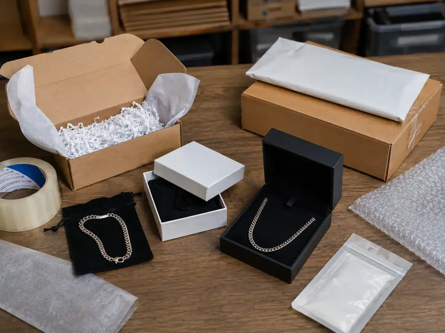 Custom packaging, anti-tarnish options, and shipping method affect the final quote.