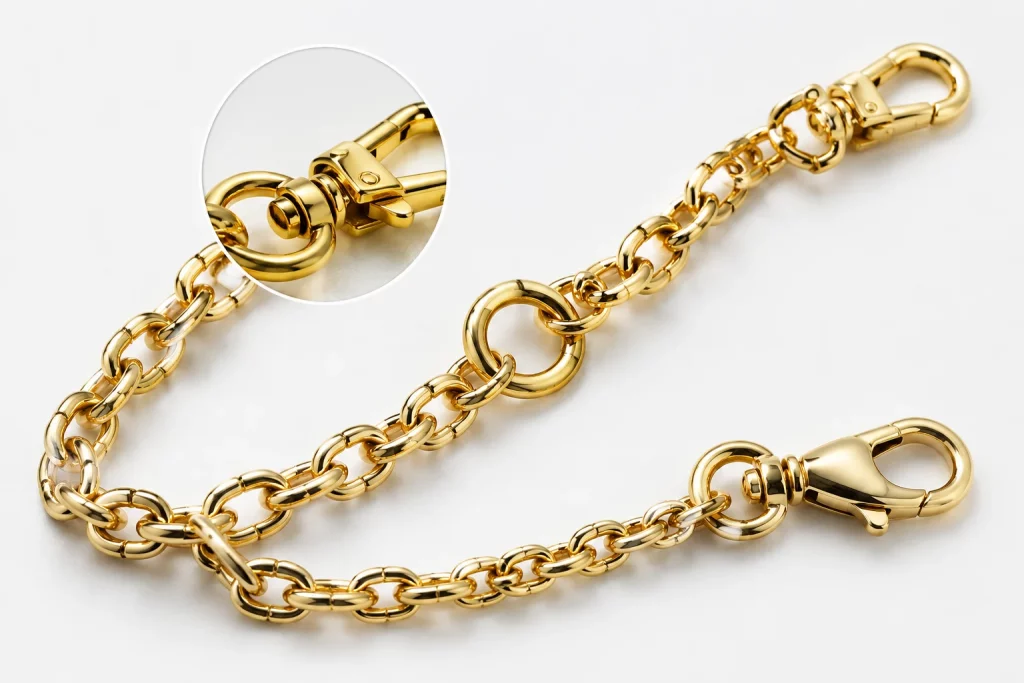 Bag chain with lobster clasp and connection rings for B2B products