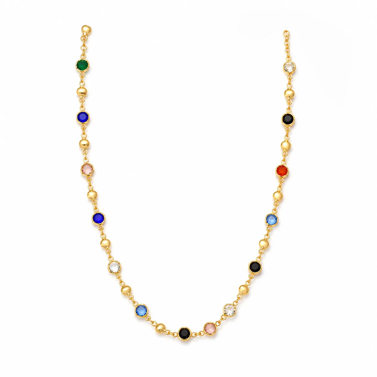 Custom necklace by OEM jewelry manufacturer, made with Surgical Grade 316L stainless steel, gold plated finish, custom stone setting service, private label jewelry manufacturing, B2B custom necklace production for jewelry brands