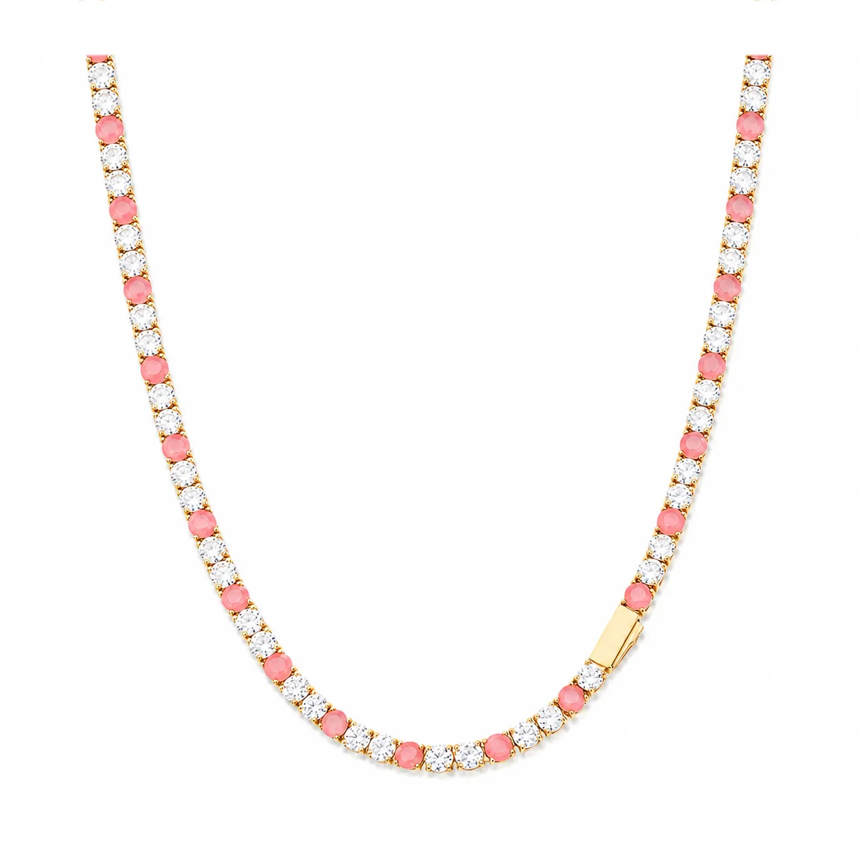 Custom prong setting necklace by OEM jewelry manufacturer, crafted with Surgical Grade 316L stainless steel, B2B custom necklace production for jewelry brands
