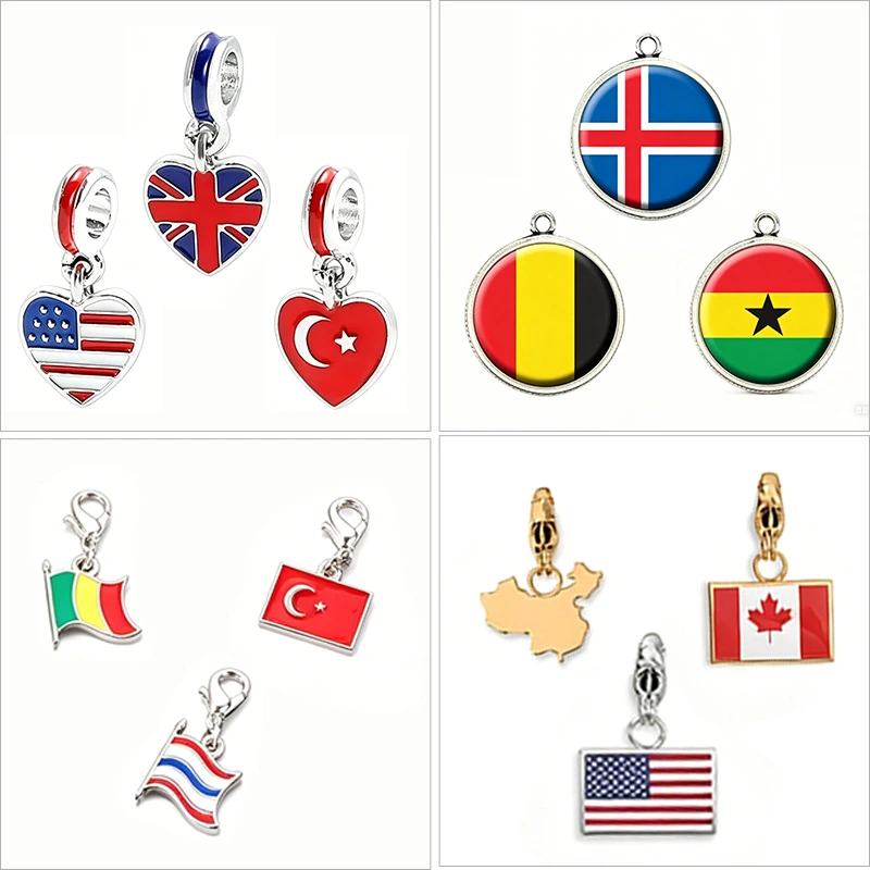 b2b necklacce manufacturer custom caharm about flags style oem/odm