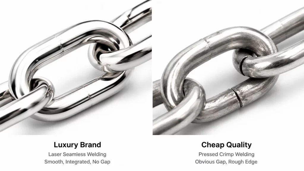 jewelry chain load-bearing strength comparison, thick Cuban link vs thin snake chain for heavy pendants, OEM jewelry chain structural strength test