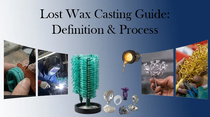 10-step lost wax casting jewelry process guide from stainless steel jewelry manufacturer, showing wax pattern making to finished metal casting with precision engineering