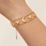 Celestial Moon & Star Bracelet. Custom 316L stainless steel charm bracelets for OEM and private label jewelry brands