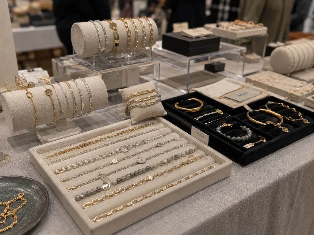 Make charm bracelet selling easier at pop-up events and weekend markets with flexible trays, sample cards, compact displays, and custom packaging boxes.