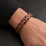 Wood and Metal Link Bracelet.Custom 316L stainless steel charm bracelets for OEM and private label jewelry brands