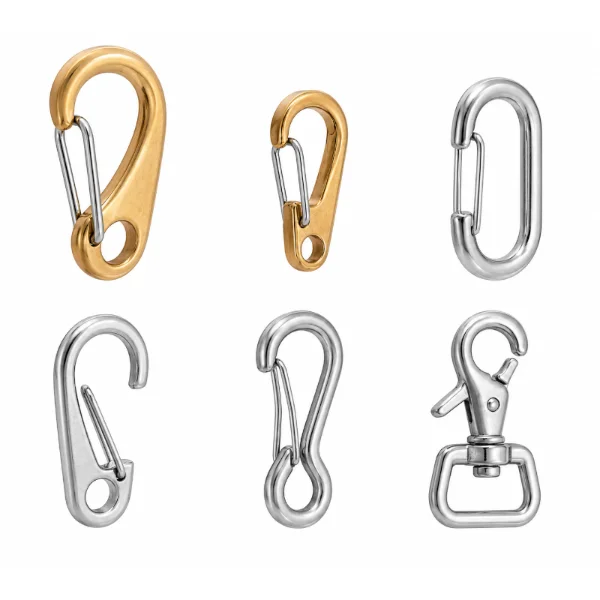 Custom stainless steel jewelry clasp collection for OEM & ODM manufacturing, including lobster clasps, snap hooks, carabiner clasps and jewelry hardware accessories from a professional jewelry manufacturer.