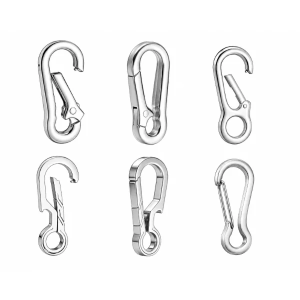 Custom stainless steel jewelry clasp collection for OEM & ODM manufacturing, including lobster clasps, snap hooks, carabiner clasps and jewelry hardware accessories from a professional jewelry manufacturer.
