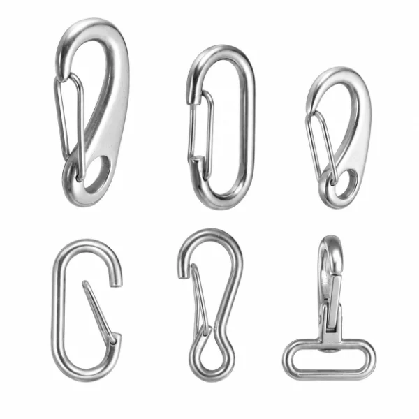 Custom stainless steel jewelry clasp collection for OEM & ODM manufacturing, including lobster clasps, snap hooks, carabiner clasps and jewelry hardware accessories from a professional jewelry manufacturer.