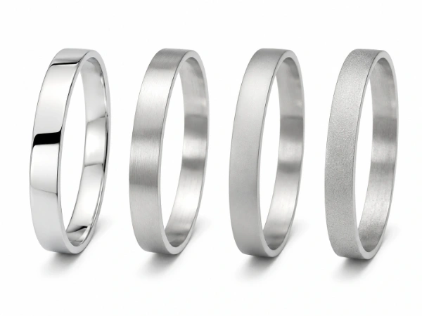 Custom stainless steel bangle surface finish options including high polish, brushed, matte and textured finishes for OEM jewelry manufacturing