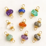 Custom gemstone charm technical line drawing with front, side and connector details for jewelry manufacturer development