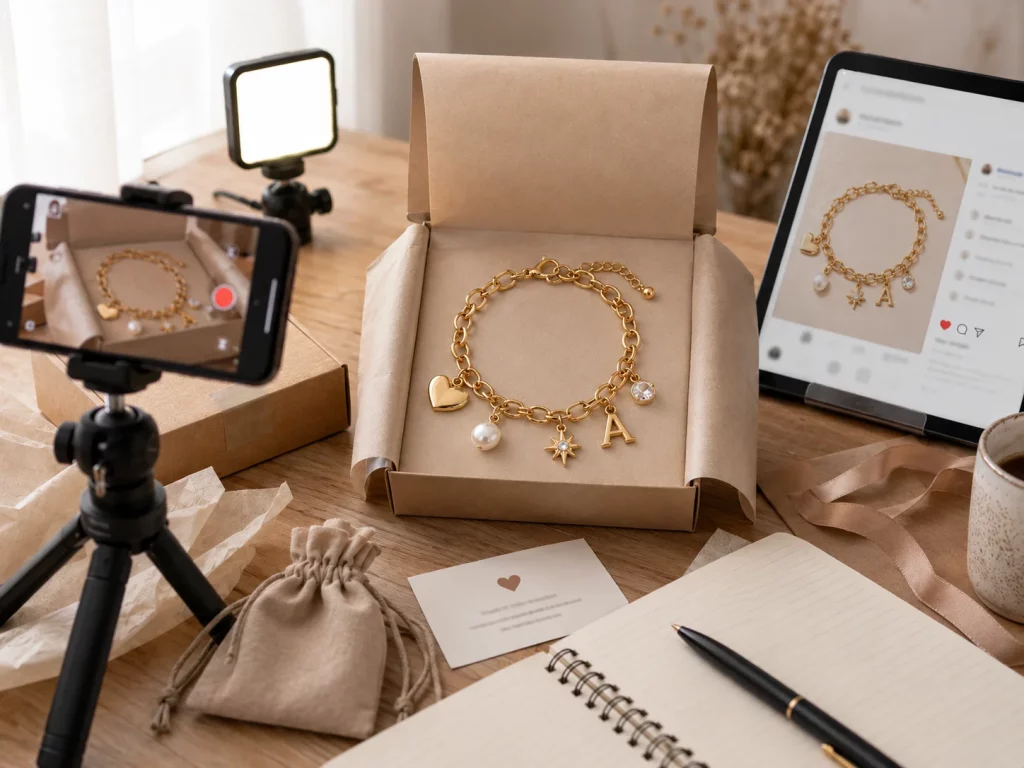 Create bracelet packaging and product setups designed for short-form videos, unboxing content, influencer campaigns, and social commerce selling.