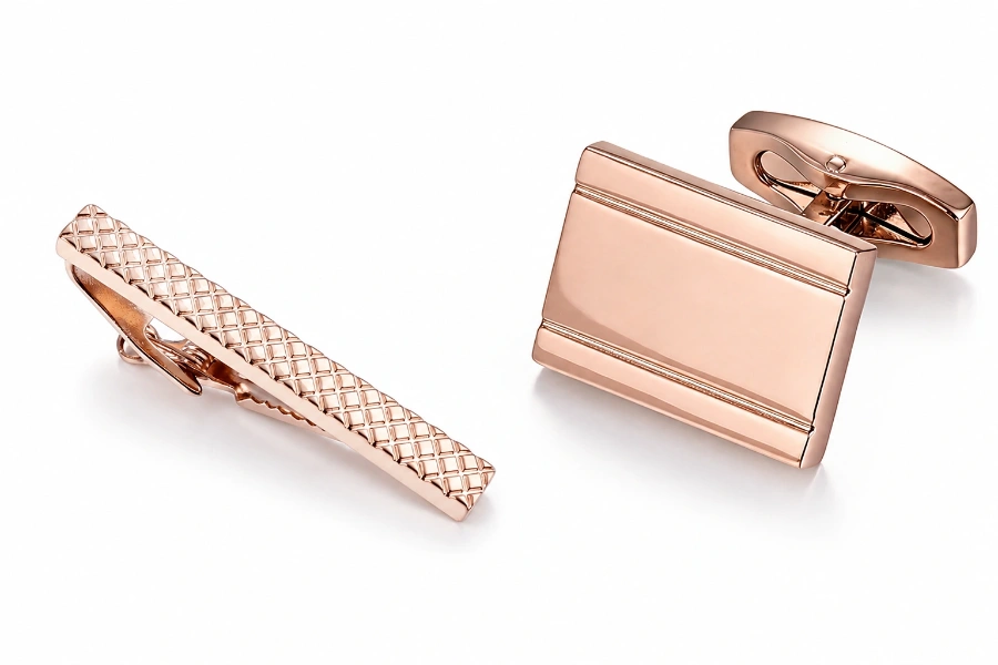 Cufflinks and tie clip manufacturer, providing OEM/ODM services, electroplated rose gold