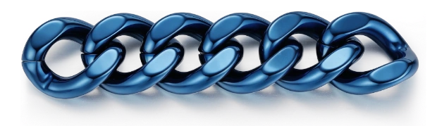 Blue chain sample for brass bracelet plating color reference