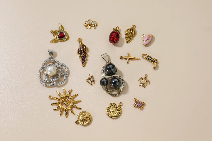Custom brass necklace pendant options featuring cast, engraved, laser-cut and hammered designs.