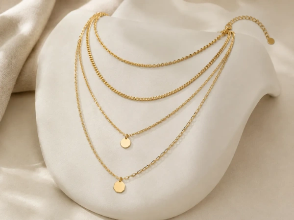 Custom brass necklace length and layering options with adjustable chains, extenders and pendant proportions